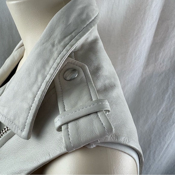 IRO Suga lamb leather moto vest in a light off-white or "bone" color 36(US 4) - Picture 9 of 13